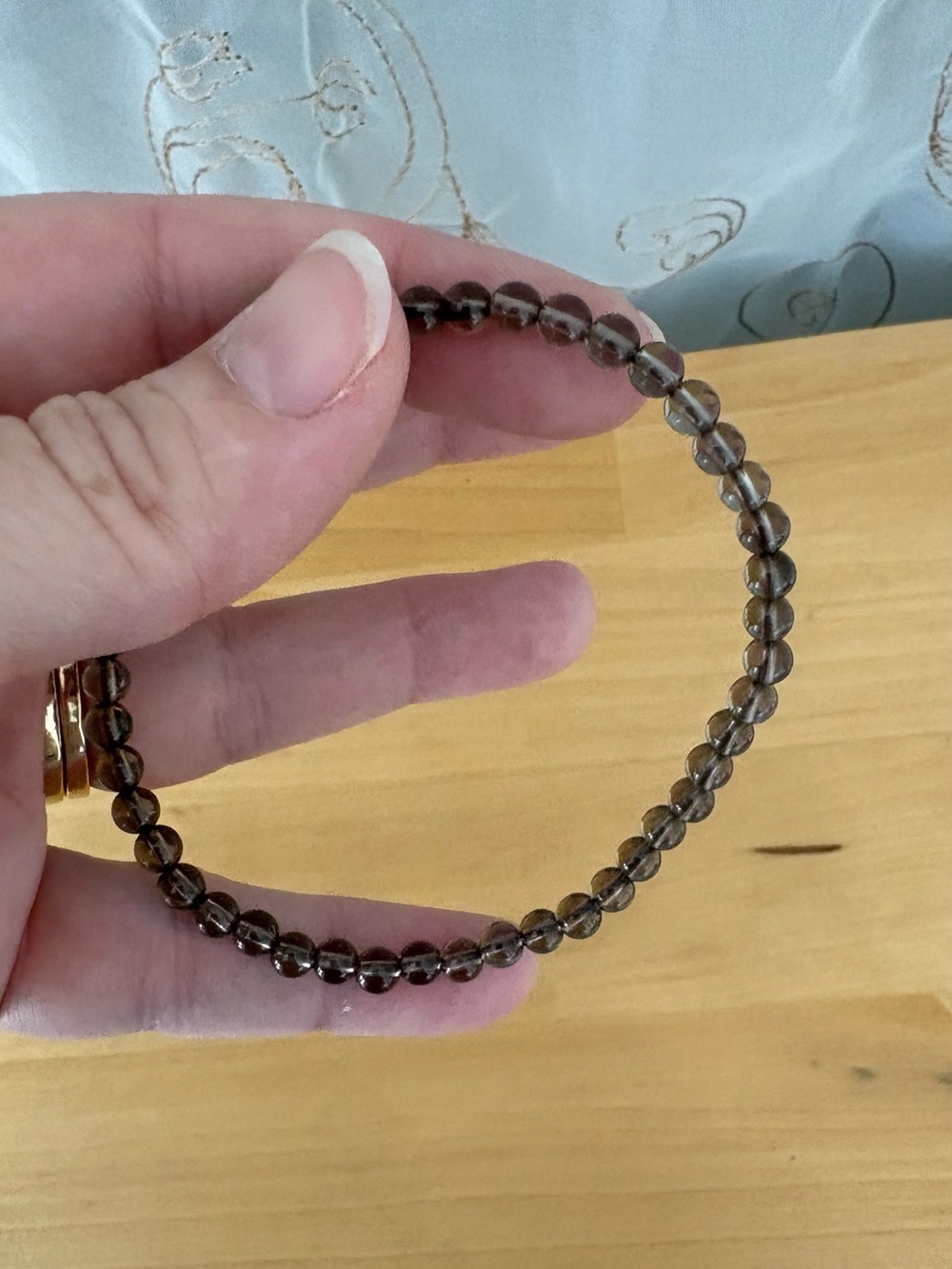 Smoky Quartz 8 inch round stretch bracelet NWOT small beads